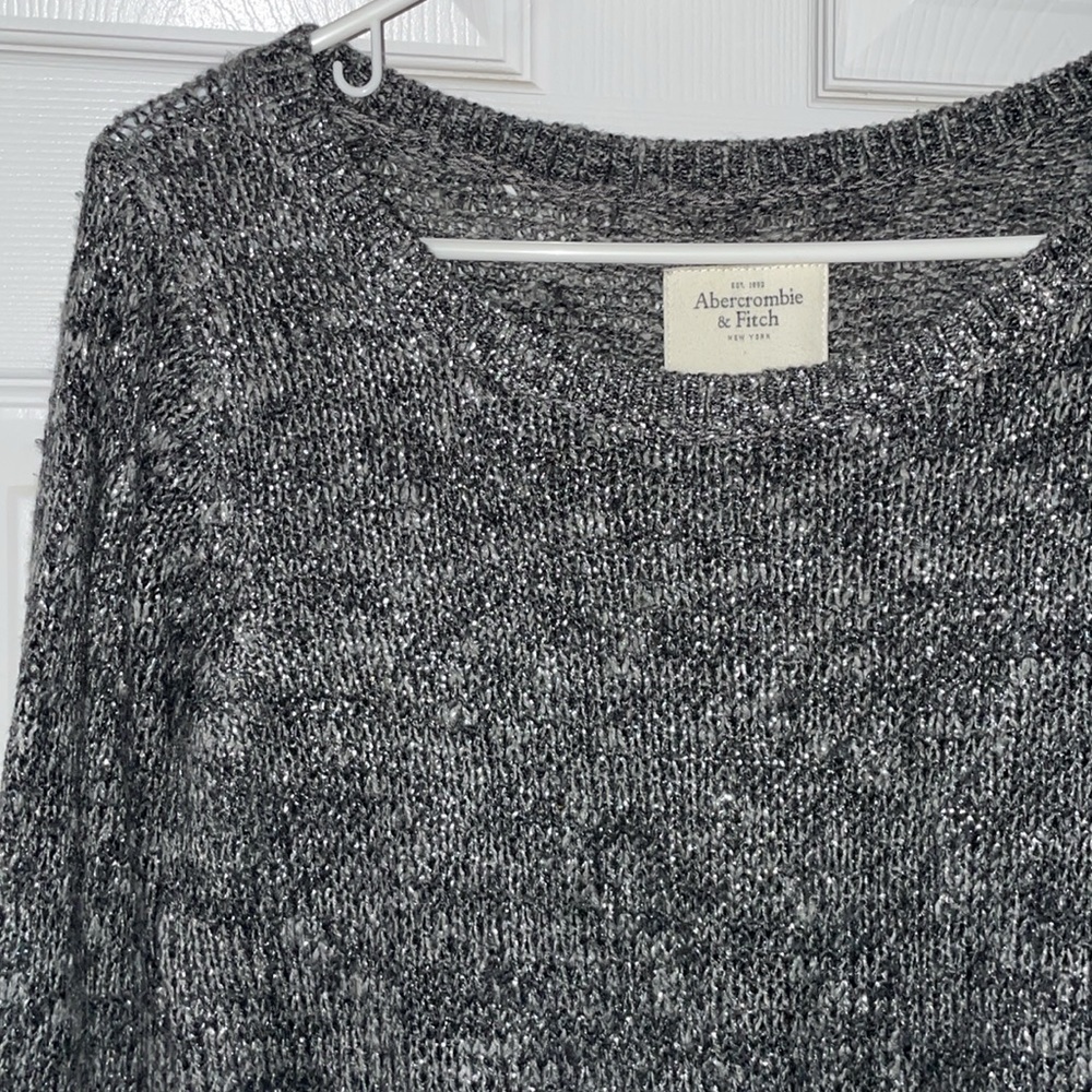 Vintage Abercrombie & Fitch Sparkly Holiday/Winter Gray Sweater - Picture 2 of 5